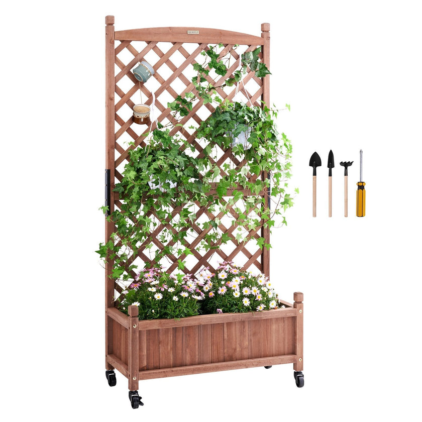 VEVOR Raised Garden Bed with Trellis Outdoor Raised Planters 29.5