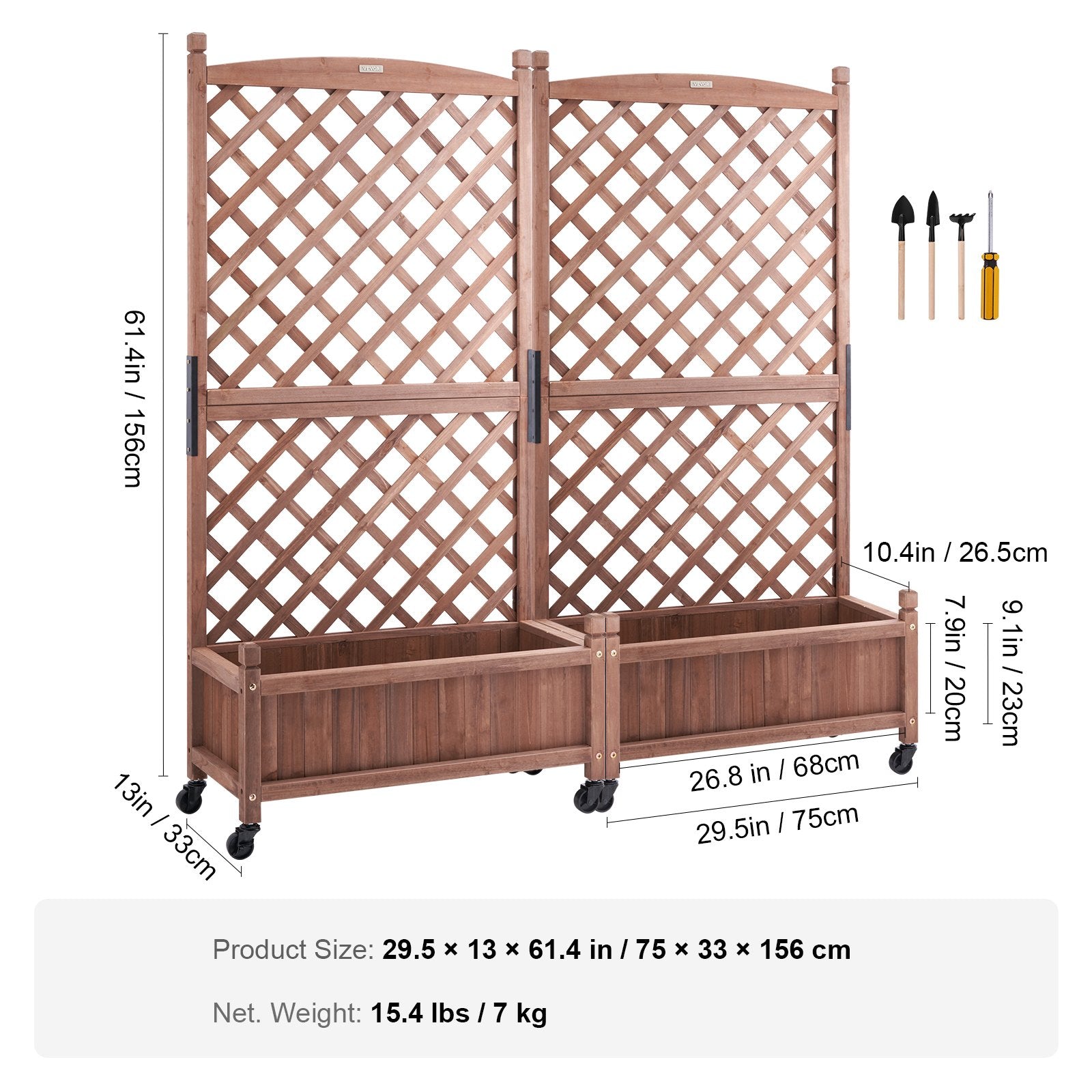 VEVOR 2 PCS Raised Garden Bed with Trellis Raised Planters 30