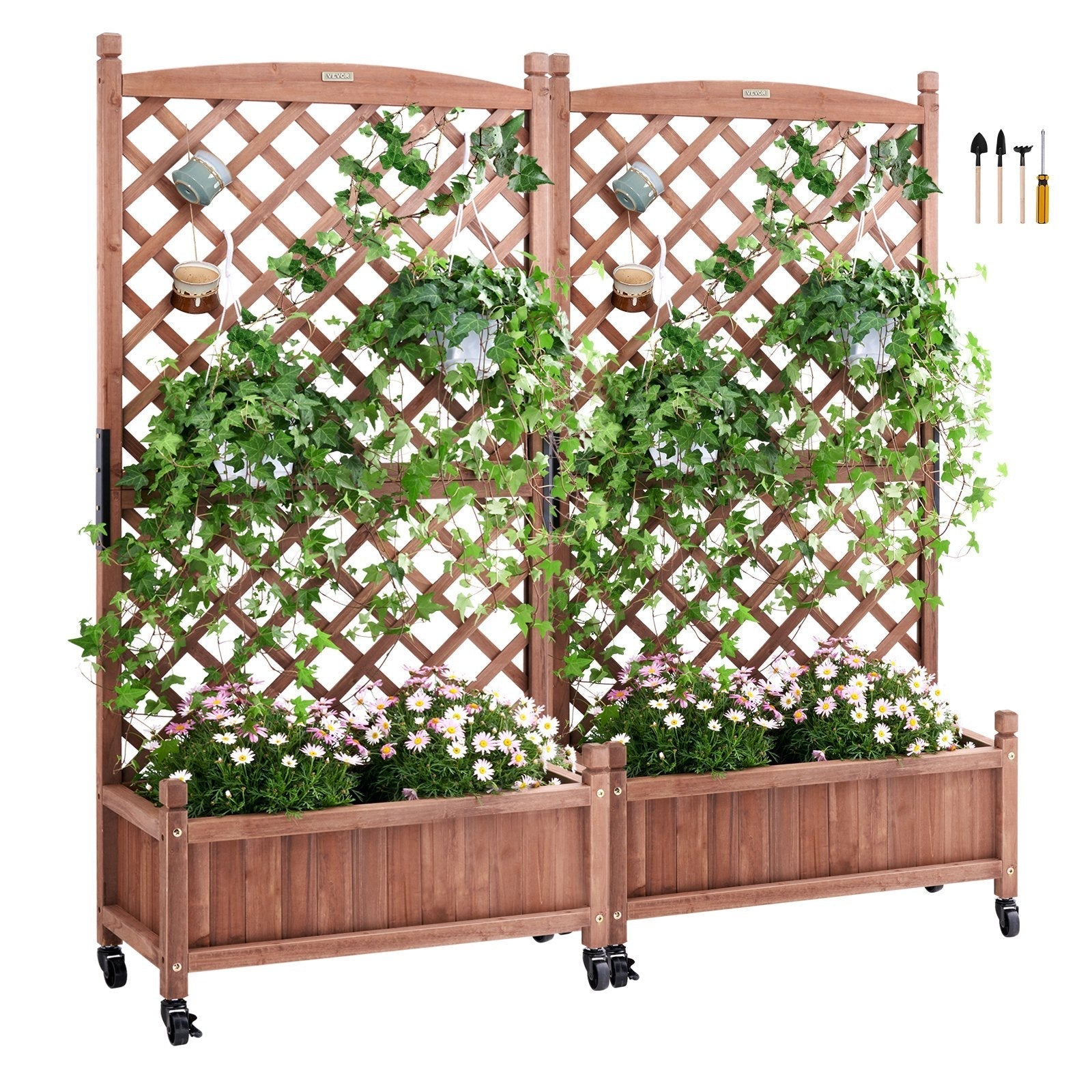 VEVOR 2 PCS Raised Garden Bed with Trellis Raised Planters 30