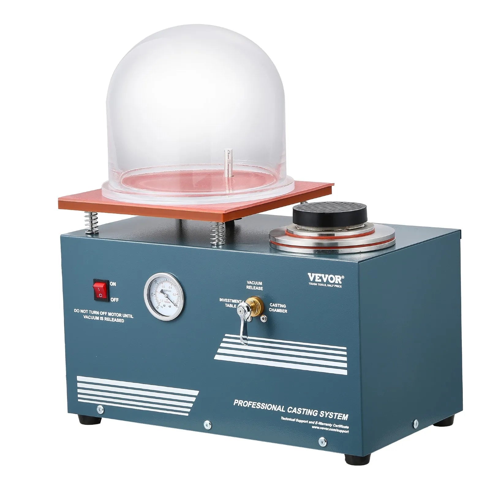 VEVOR Vacuum Investing Casting Machine 290W Power 3CFM Pump Bell Jar for Jewelry