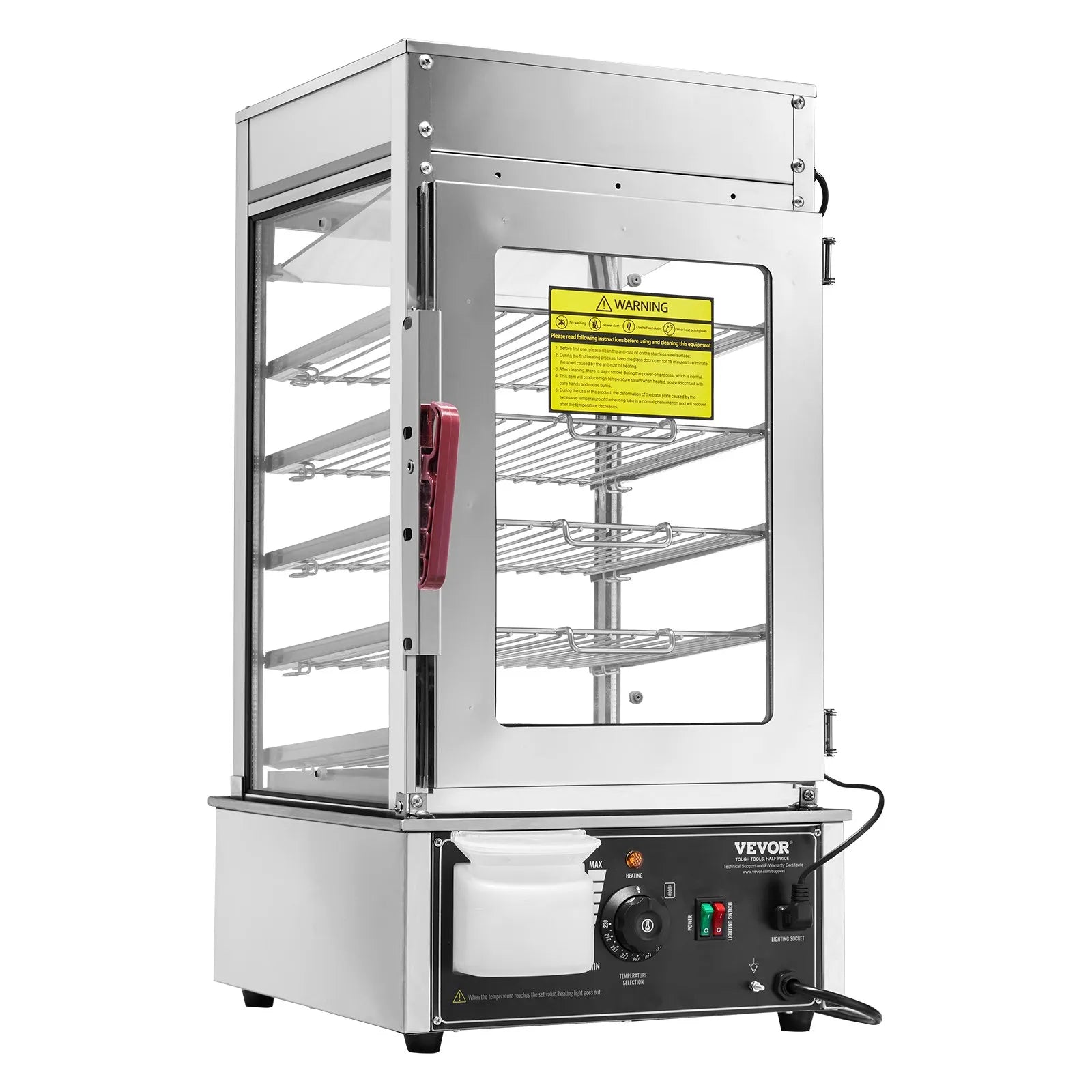 VEVOR Commercial Food Warmer Display 5-Tier Food Steamer Buns Warmer Electric