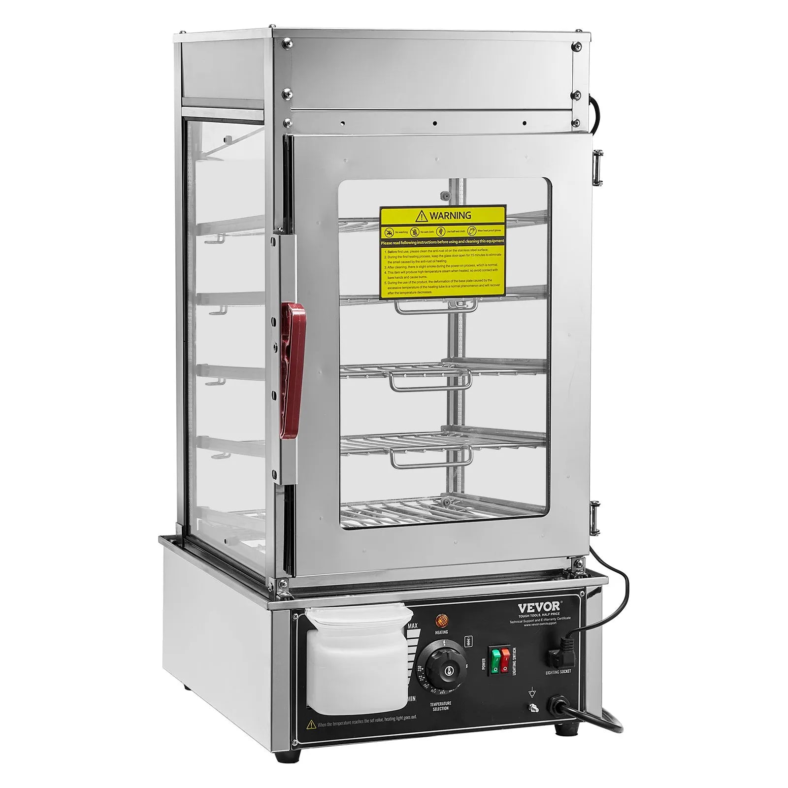 VEVOR Commercial Food Warmer Display 5-Tier Food Steamer Buns Warmer Electric