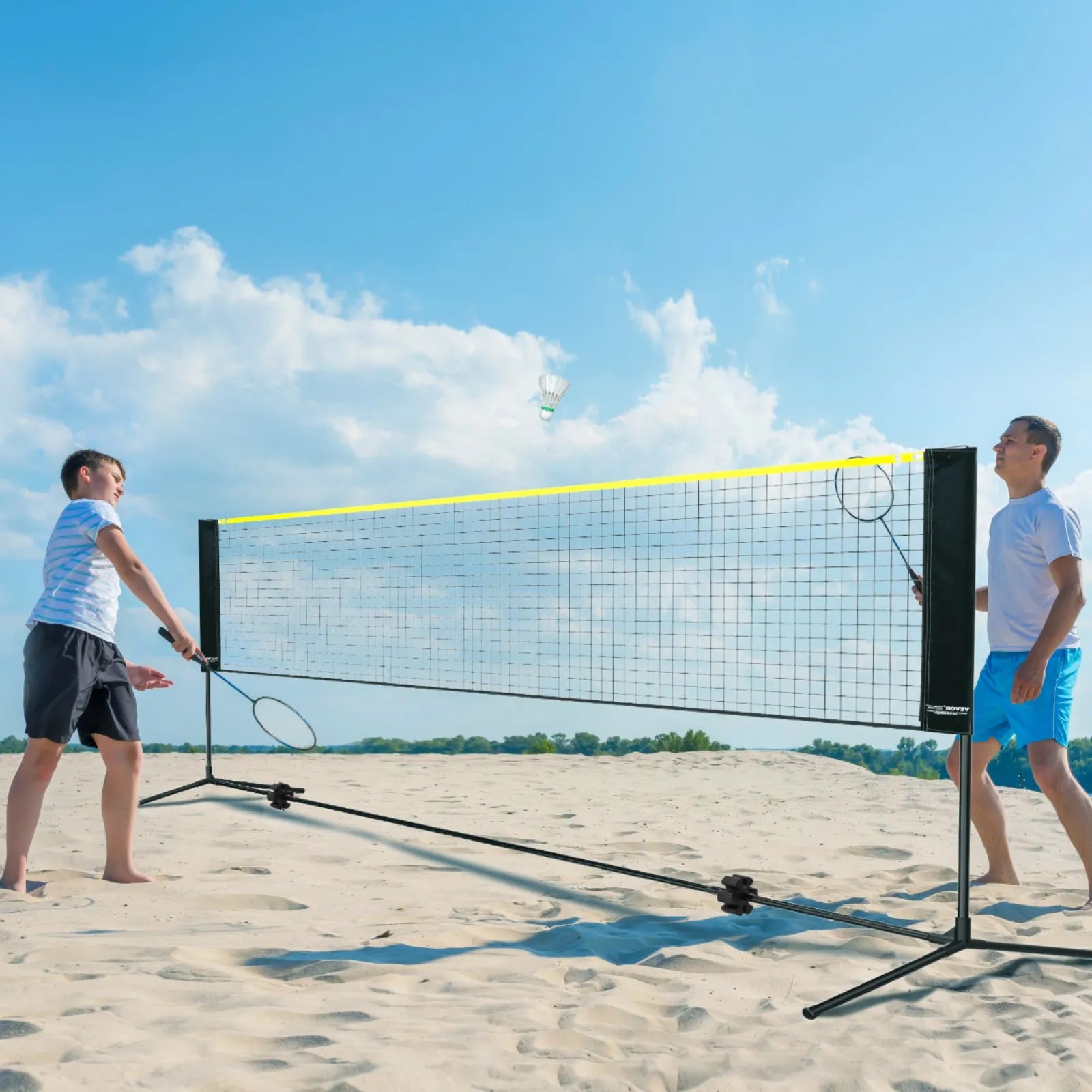 VEVOR Badminton Net, Height Adjustable Volleyball Net, 10ft Wide Foldable Pickleball Net, Portable Easy Setup Tennis Net Set with Poles, Stand and Carry Bag, for Kids Backyard Game Indoor Outdoor Use
