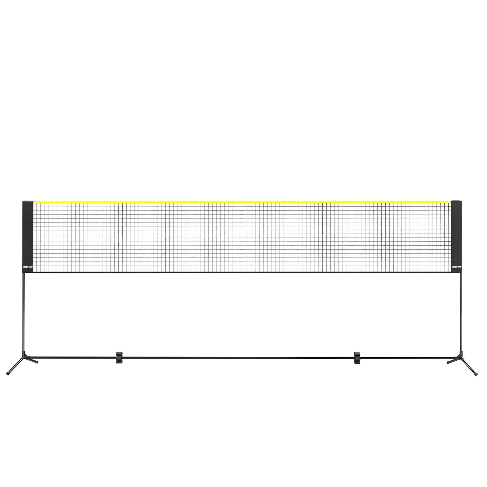 VEVOR Badminton Net, Height Adjustable Volleyball Net, 14ft Wide Foldable Pickleball Net, Portable Easy Setup Tennis Net Set with Poles, Stand and Carry Bag, for Kids Backyard Game Indoor Outdoor Use