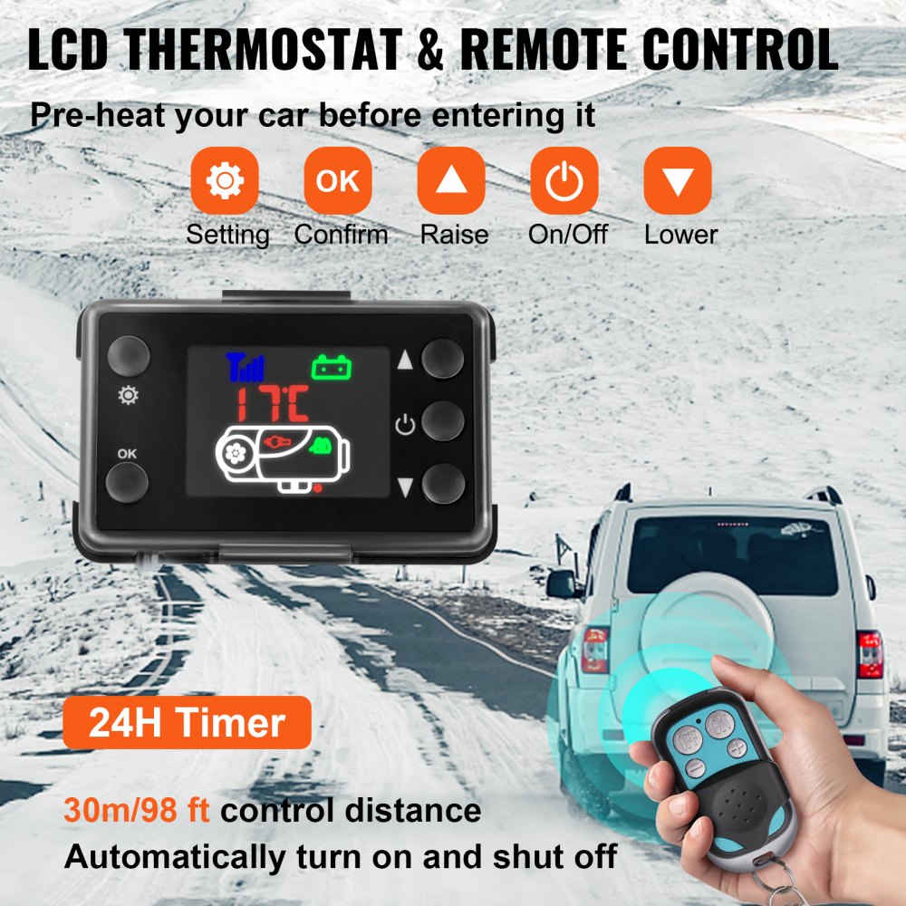 VEVOR 3KW Diesel Parking Heater 12V Diesel Air Heater 3000W Diesel Heater Double Mufflers with LCD Thermostat for RV Boats Car Bus Caravan Motorhome