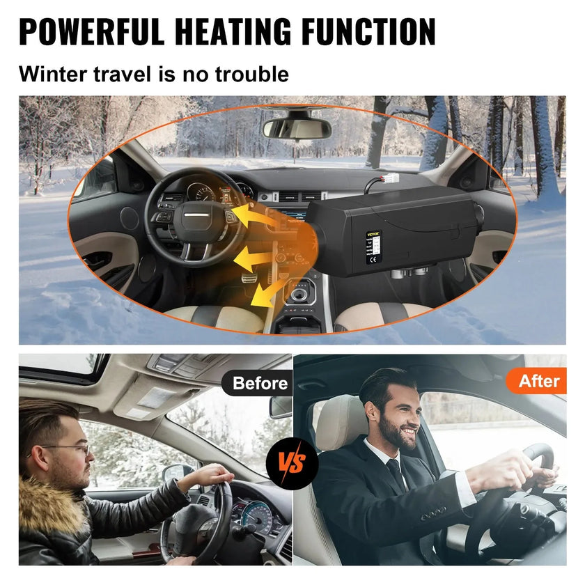 VEVOR 5KW 12V Diesel Air Heater with LCD Monitor and Remote Control, Parking Heater with Silencer for Truck, Car, Boat, Trailer