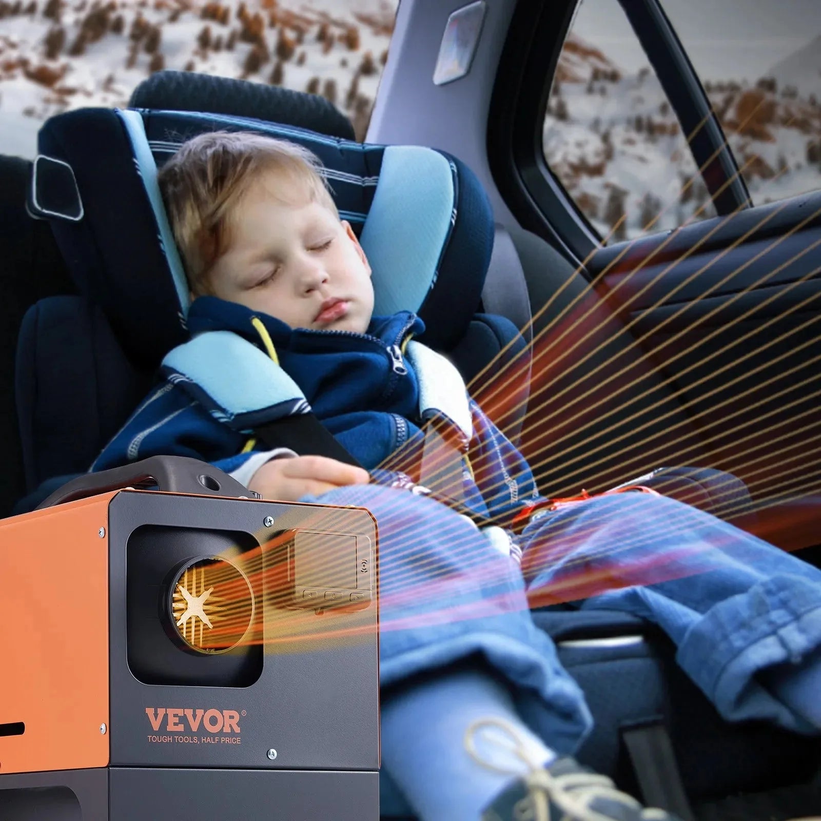 VEVOR 5KW 12V All-in-One Diesel Air Heater with LCD Display and Remote Control, 5L Fuel Tank, Portable Diesel Parking Heater for RV, Trailer, Camper, Van, and Boat