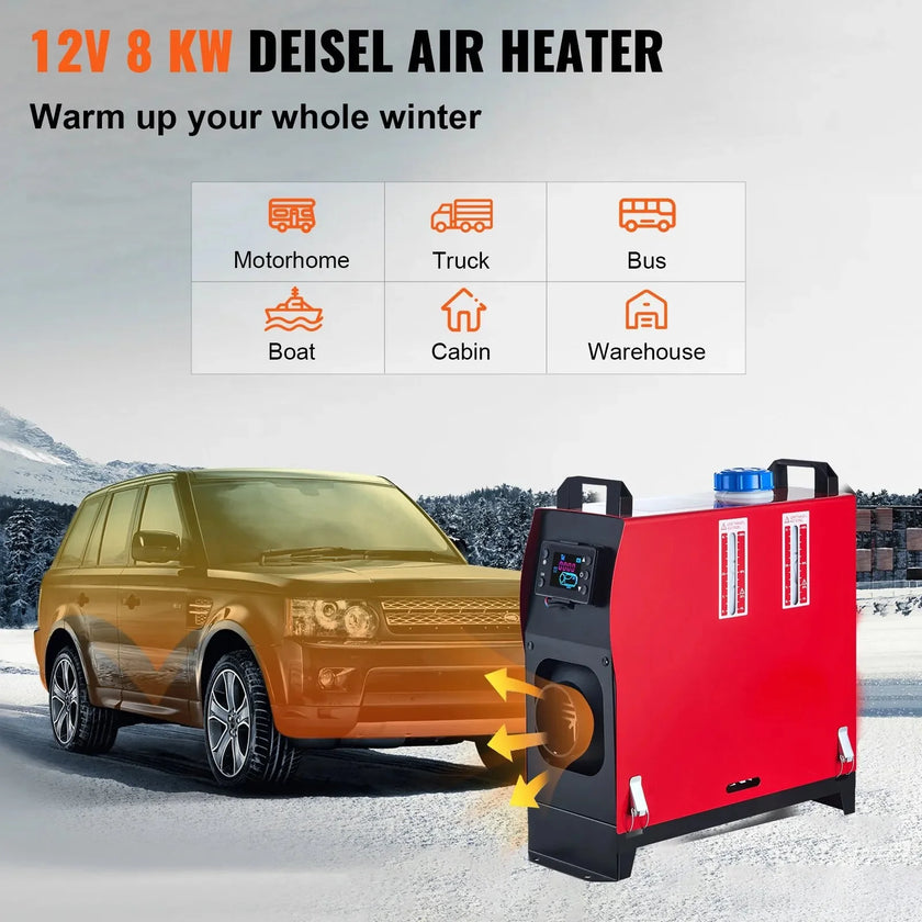 VEVOR 5KW Diesel Air Heater – All-in-One 12V Parking Heater with LCD & Remote Control, Low Noise, Fast Heating for RVs, Motorhomes, Buses, and Trailers
