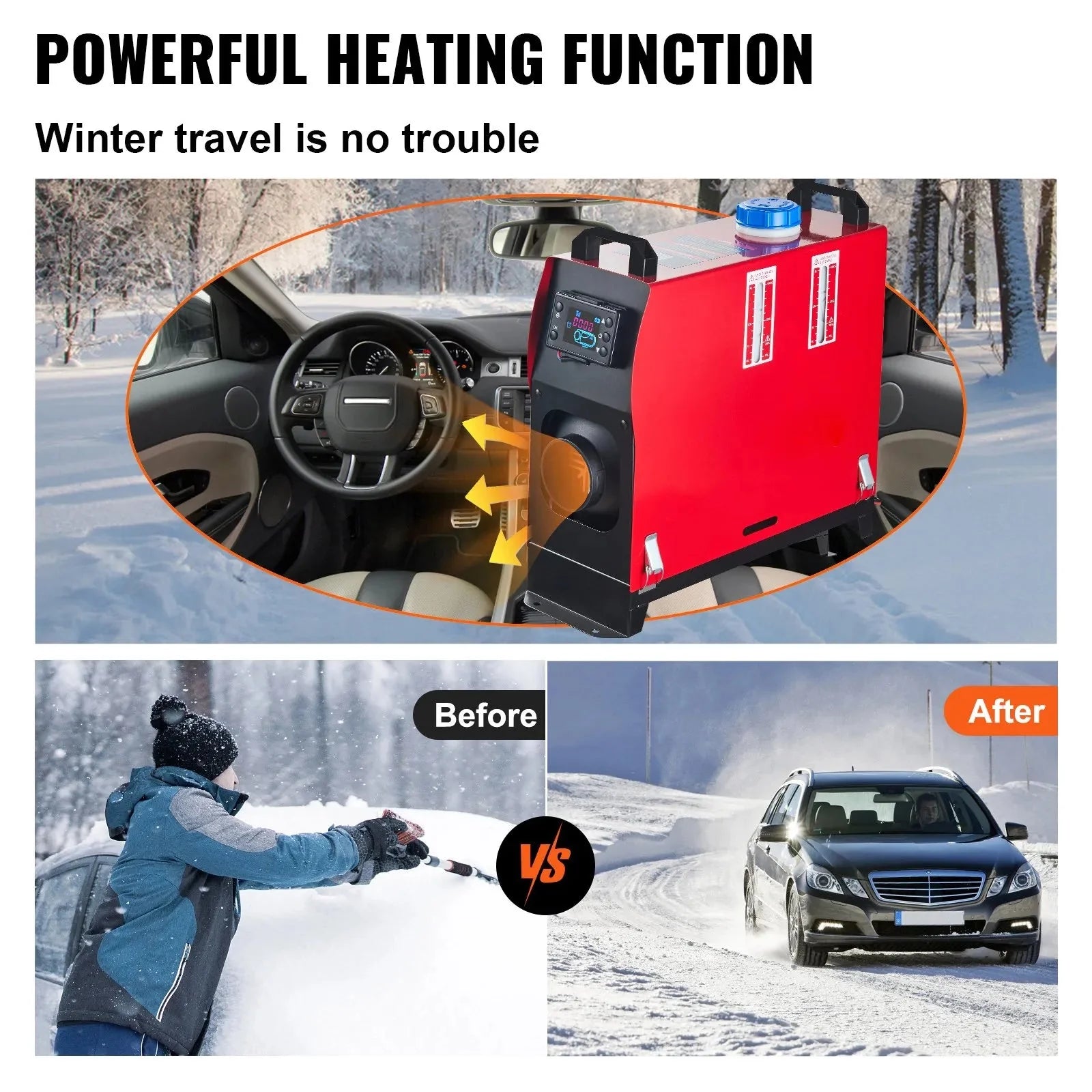 VEVOR 5KW Diesel Air Heater – All-in-One 12V Parking Heater with LCD & Remote Control, Low Noise, Fast Heating for RVs, Motorhomes, Buses, and Trailers