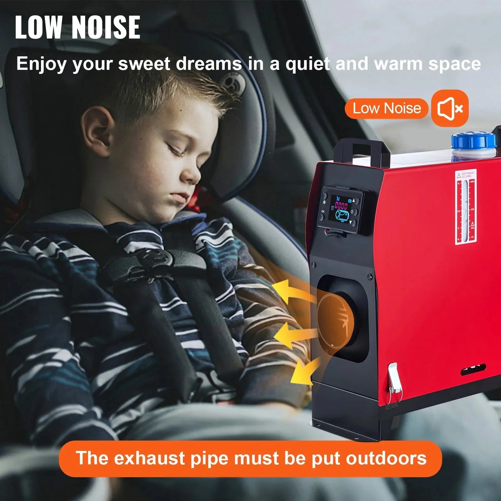 VEVOR 5KW Diesel Air Heater – All-in-One 12V Parking Heater with LCD & Remote Control, Low Noise, Fast Heating for RVs, Motorhomes, Buses, and Trailers