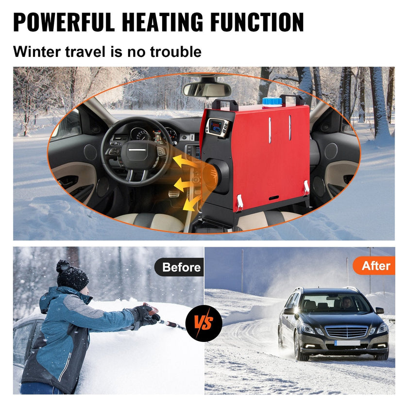 VEVOR Diesel Heater 12V Diesel air Heater Muffler 5KW Diesel Air Heater with Remote Control & LCD Thermostat Monitor for Car Trucks Motor-Home Boat and Bus