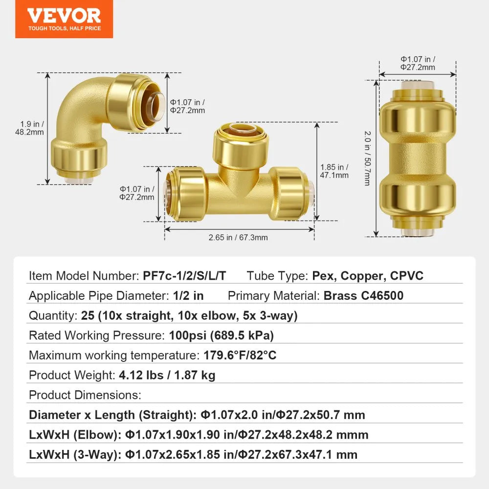 VEVOR Pipe Fittings 1/2