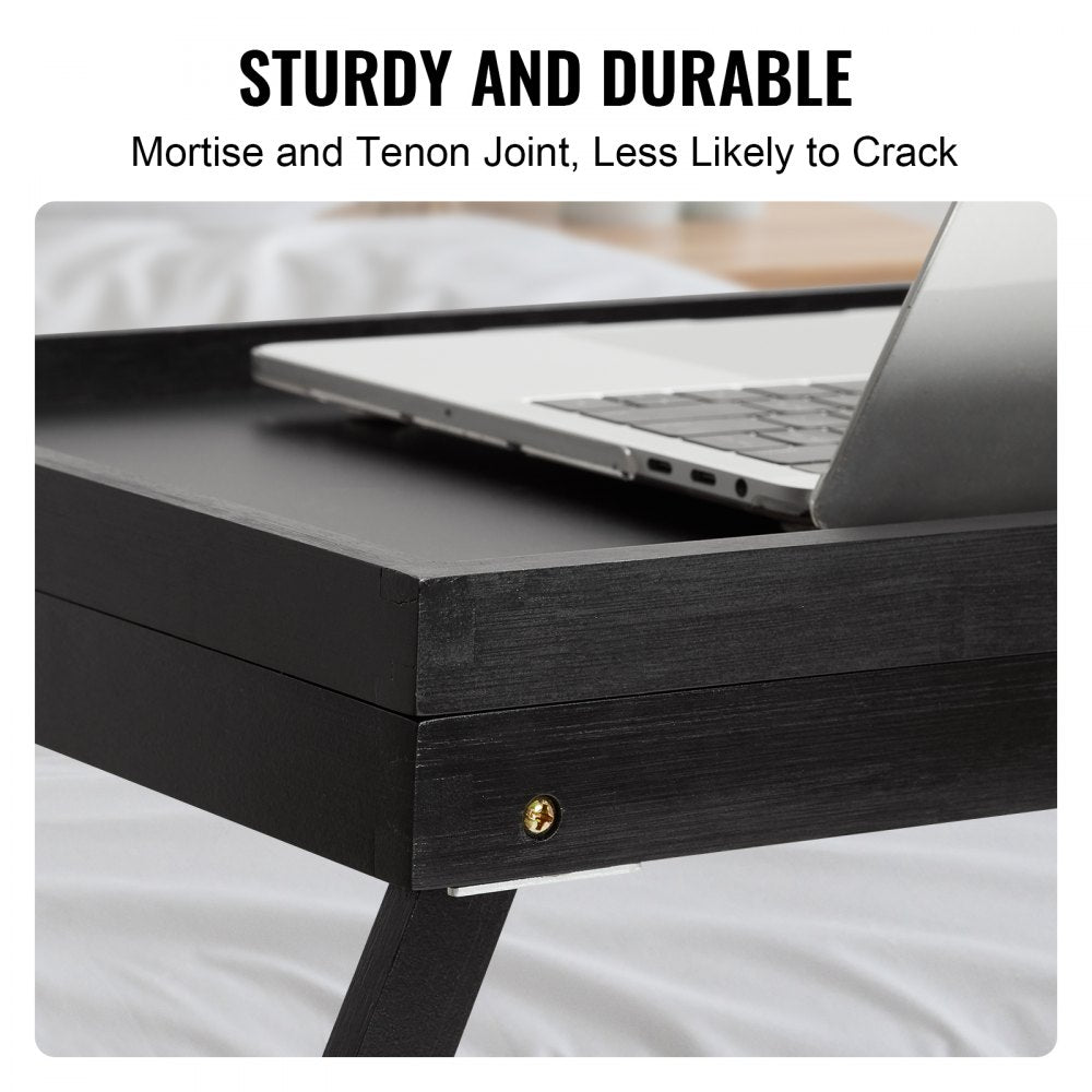 VEVOR Bed Tray Table with Foldable Legs, Bamboo Breakfast Tray for Sofa, Bed, Eating, Snacking, and Working, Adjustable Tabletop Slope Serving Laptop Desk Tray, Portable Food Snack Platter, 20