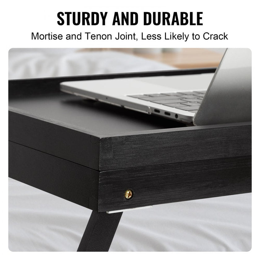 VEVOR Bed Tray Table with Foldable Legs, Bamboo Breakfast Tray for Sofa, Bed, Eating, Snacking, and Working, Adjustable Tabletop Slope Serving Laptop Desk Tray, Portable Food Snack Platter, 20