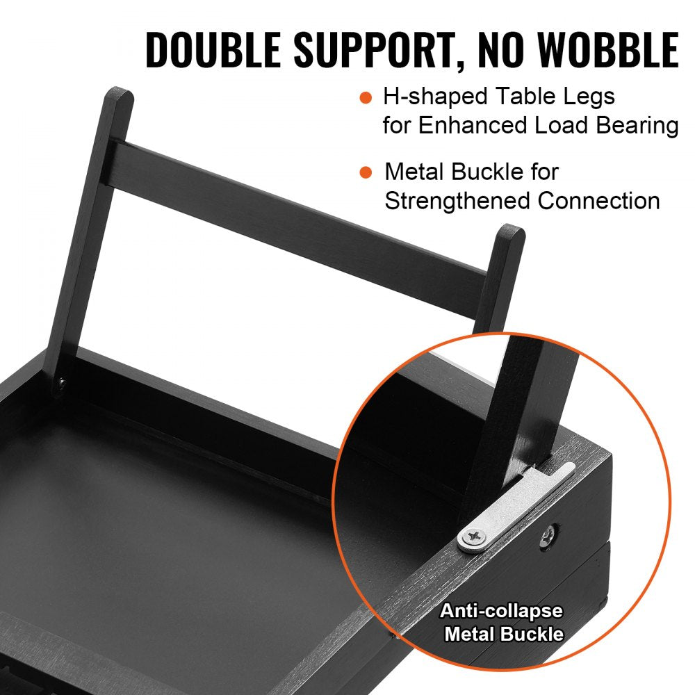 VEVOR Bed Tray Table with Foldable Legs, Bamboo Breakfast Tray for Sofa, Bed, Eating, Snacking, and Working, Adjustable Tabletop Slope Serving Laptop Desk Tray, Portable Food Snack Platter, 20