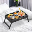 VEVOR Bed Tray Table with Foldable Legs, Bamboo Breakfast Tray for Sofa, Bed, Eating, Snacking, and Working, Adjustable Tabletop Slope Serving Laptop Desk Tray, Portable Food Snack Platter, 20