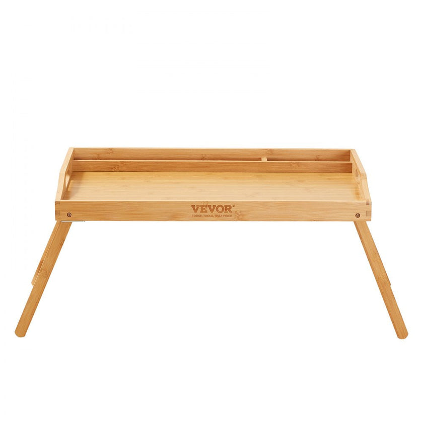 VEVOR Bed Tray Table with Foldable Legs & Media Slot, Bamboo Breakfast Tray for Sofa, Bed, Eating, Snacking, and Working, Serving Laptop Desk Tray TV Tray, Portable Food Snack Platter, 21.6