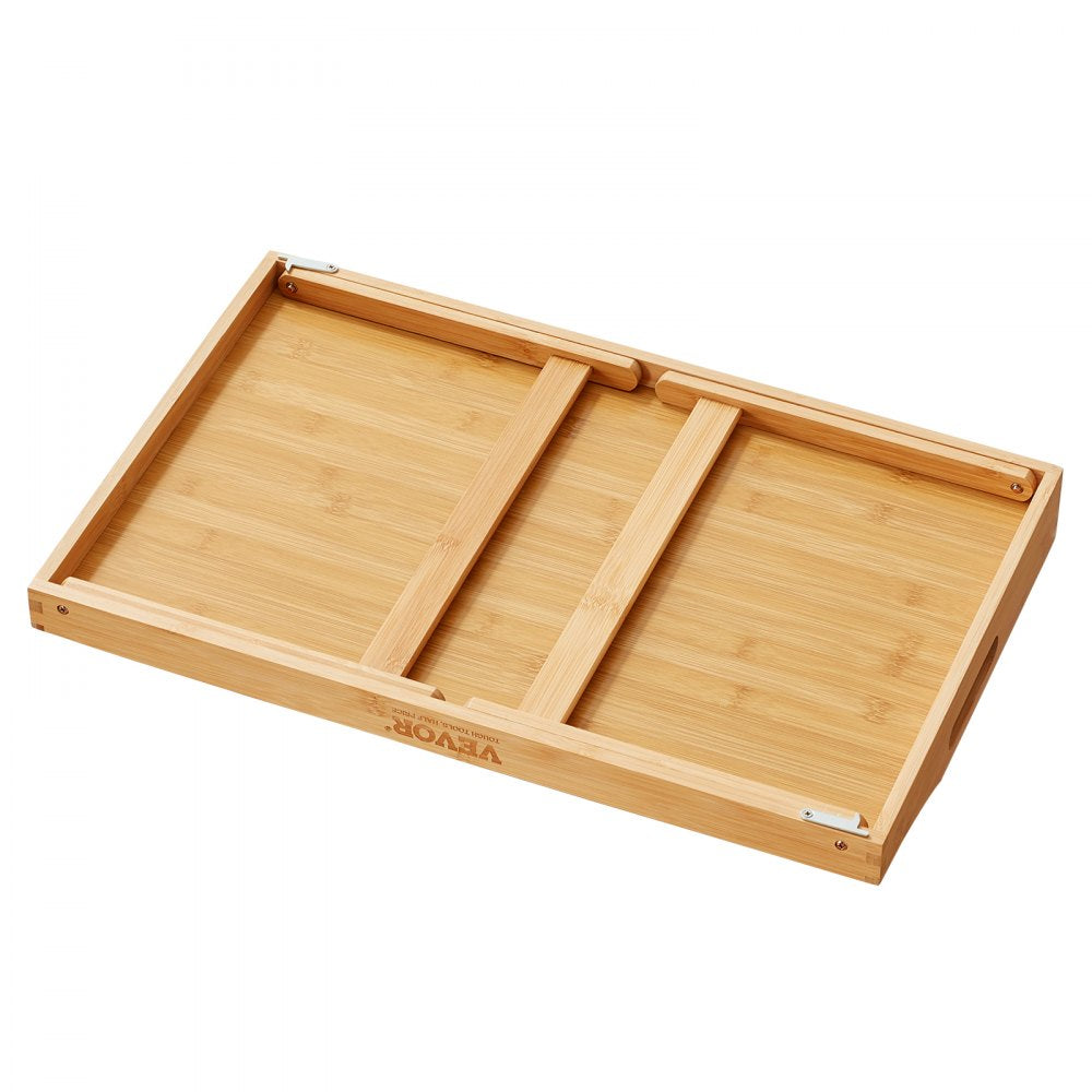 VEVOR Bed Tray Table with Foldable Legs & Media Slot, Bamboo Breakfast Tray for Sofa, Bed, Eating, Snacking, and Working, Serving Laptop Desk Tray TV Tray, Portable Food Snack Platter, 21.6