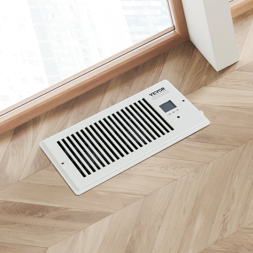 VEVOR Register Booster Fan, Quiet Vent Booster Fan Fits 4” x 10” Register Holes, with Remote Control and Thermostat Control, Adjustable Speed for Heating Cooling Smart Vent, White