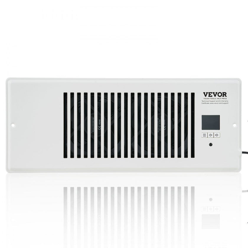 VEVOR Register Booster Fan, Quiet Vent Booster Fan Fits 4” x 12” Register Holes, with Remote Control and Thermostat Control, Adjustable Speed for Heating Cooling Smart Vent, White