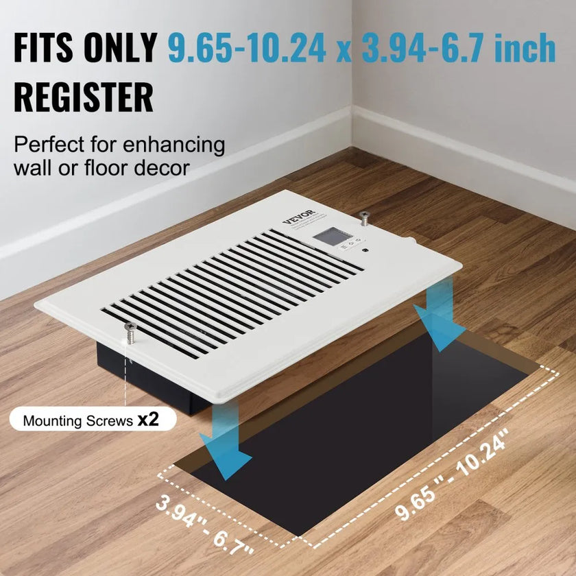 VEVOR Quiet Register Booster Fan Heating/Cooling 6 x 10 inch with Remote White