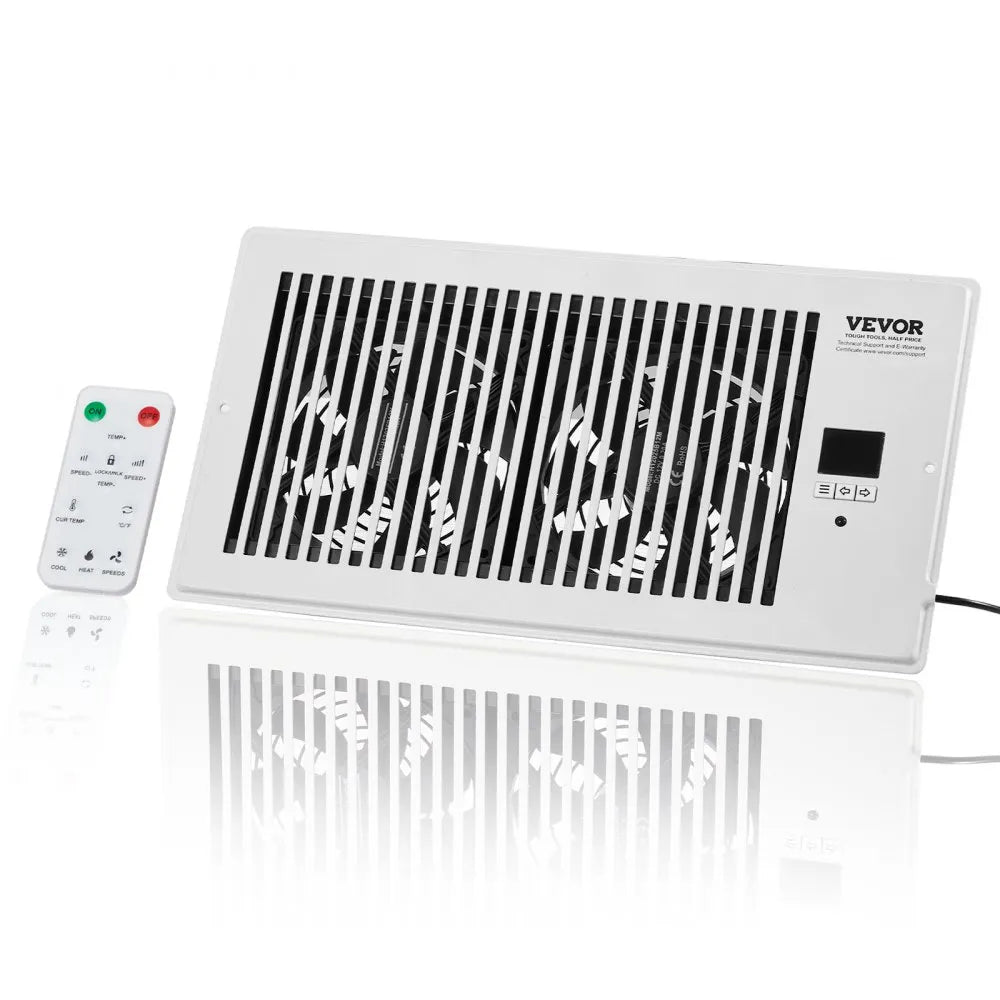 VEVOR Quiet Register Booster Fan Heating/Cooling 6 x 12 inch with Remote White