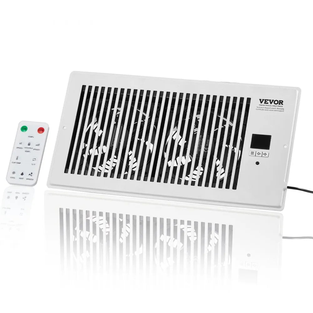 VEVOR Quiet Register Booster Fan Heating/Cooling 6 x 12 inch with Remote White