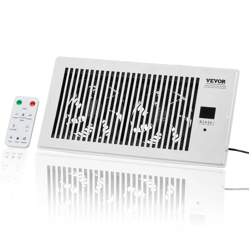 VEVOR Quiet Register Booster Fan Heating/Cooling 6 x 12 inch with Remote White
