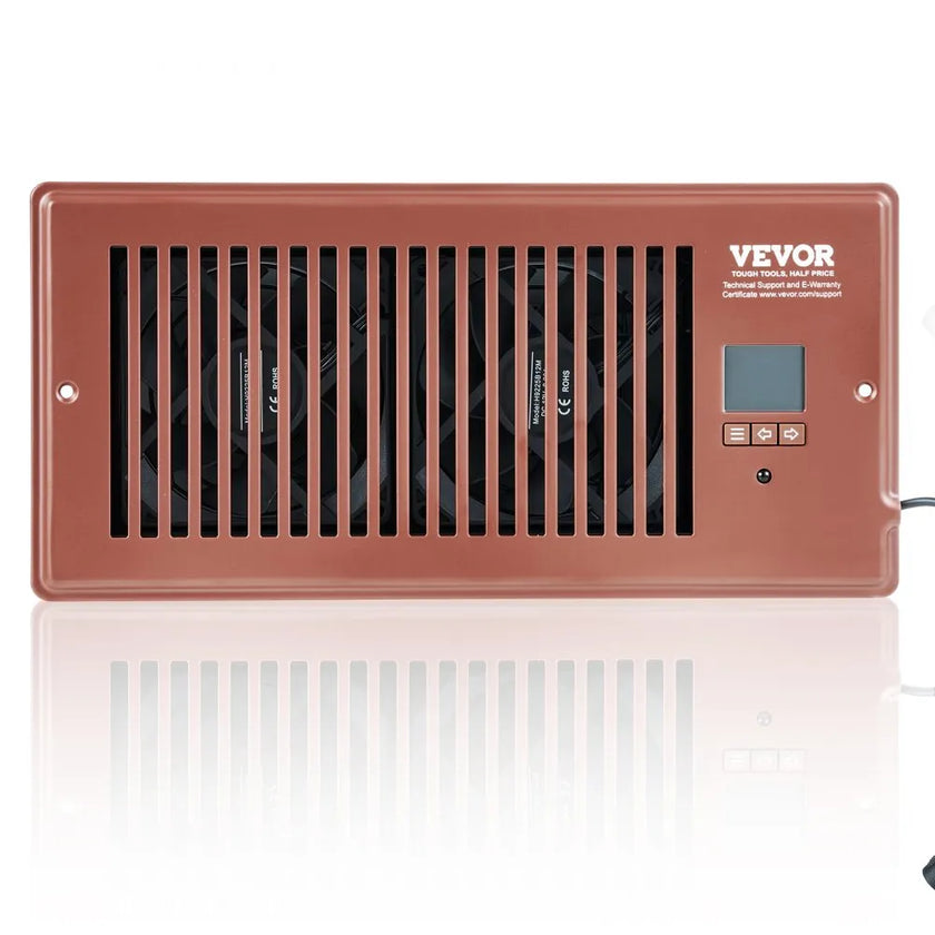 VEVOR Register Booster Fan, Quiet Vent Booster Fan Fits 4” x 10” Register Holes, with Remote Control and Thermostat Control, Adjustable Speed for Heating Cooling Smart Vent, Brown