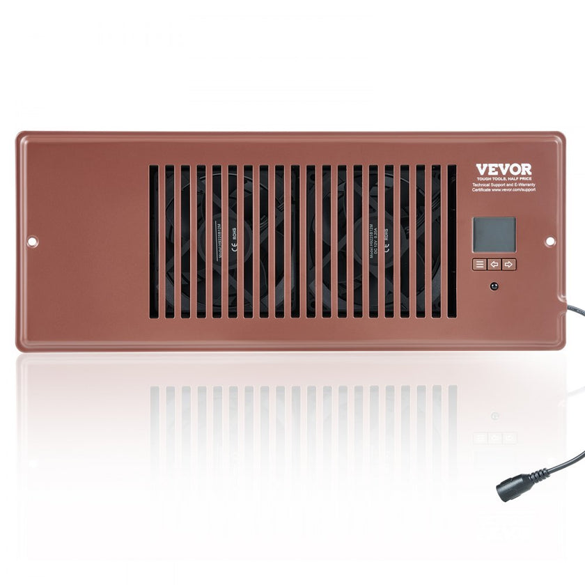 VEVOR Register Booster Fan, Quiet Vent Booster Fan Fits 4” x 12” Register Holes, with Remote Control and Thermostat Control, Adjustable Speed for Heating Cooling Smart Vent, Brown