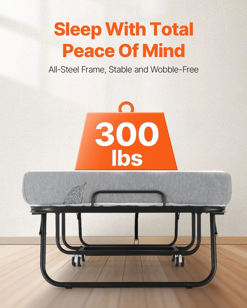 VEVOR Rollaway Bed Folding Bed with 5 inches Foam Mattress for Adults & Guest