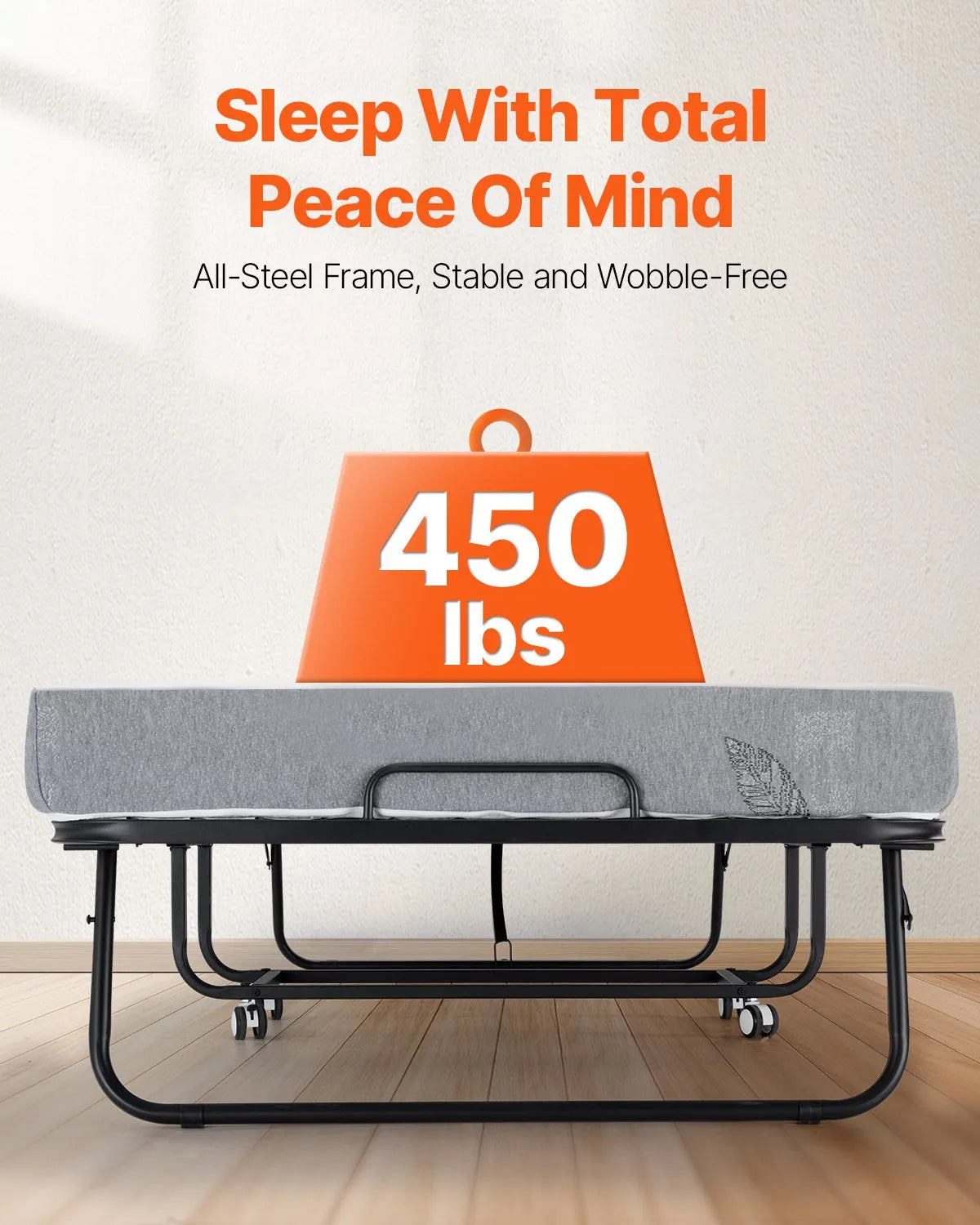 VEVOR Rollaway Bed Folding Bed with 5 in Foam Mattress for Adults and Guest