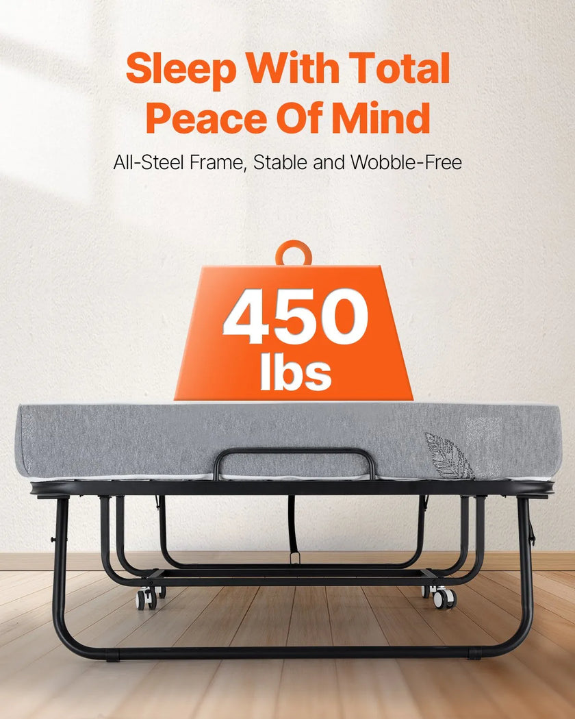VEVOR Rollaway Bed Folding Bed with 5 in Foam Mattress for Adults and Guest