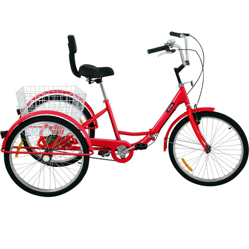 VEVOR Tricycle Adult 24’’ Wheels Adult Tricycle 1-Speed 3 Wheel Bikes For Adults Three Wheel Bike For Adults Adult Trike Adult Folding Tricycle Foldable Adult Tricycle 3 Wheel Bike Trike For Adults