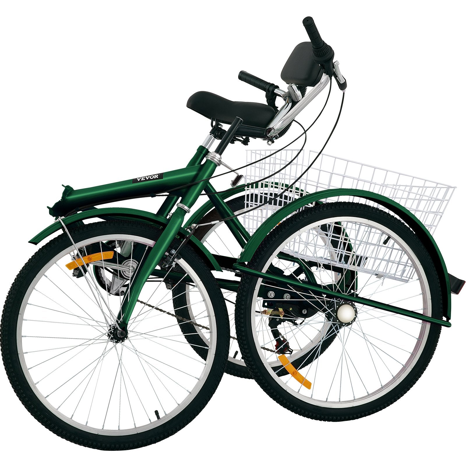 VEVOR Tricycle Adult 24’’ Wheels Adult Tricycle 7-Speed 3 Wheel Bikes For Adults Three Wheel Bike For Adults Adult Trike Adult Folding Tricycle Foldable Adult Tricycle 3 Wheel Bike Trike For Adults