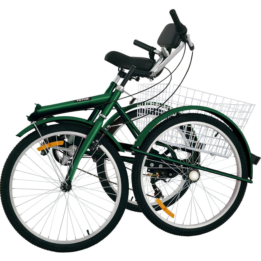 VEVOR Tricycle Adult 24’’ Wheels Adult Tricycle 7-Speed 3 Wheel Bikes For Adults Three Wheel Bike For Adults Adult Trike Adult Folding Tricycle Foldable Adult Tricycle 3 Wheel Bike Trike For Adults