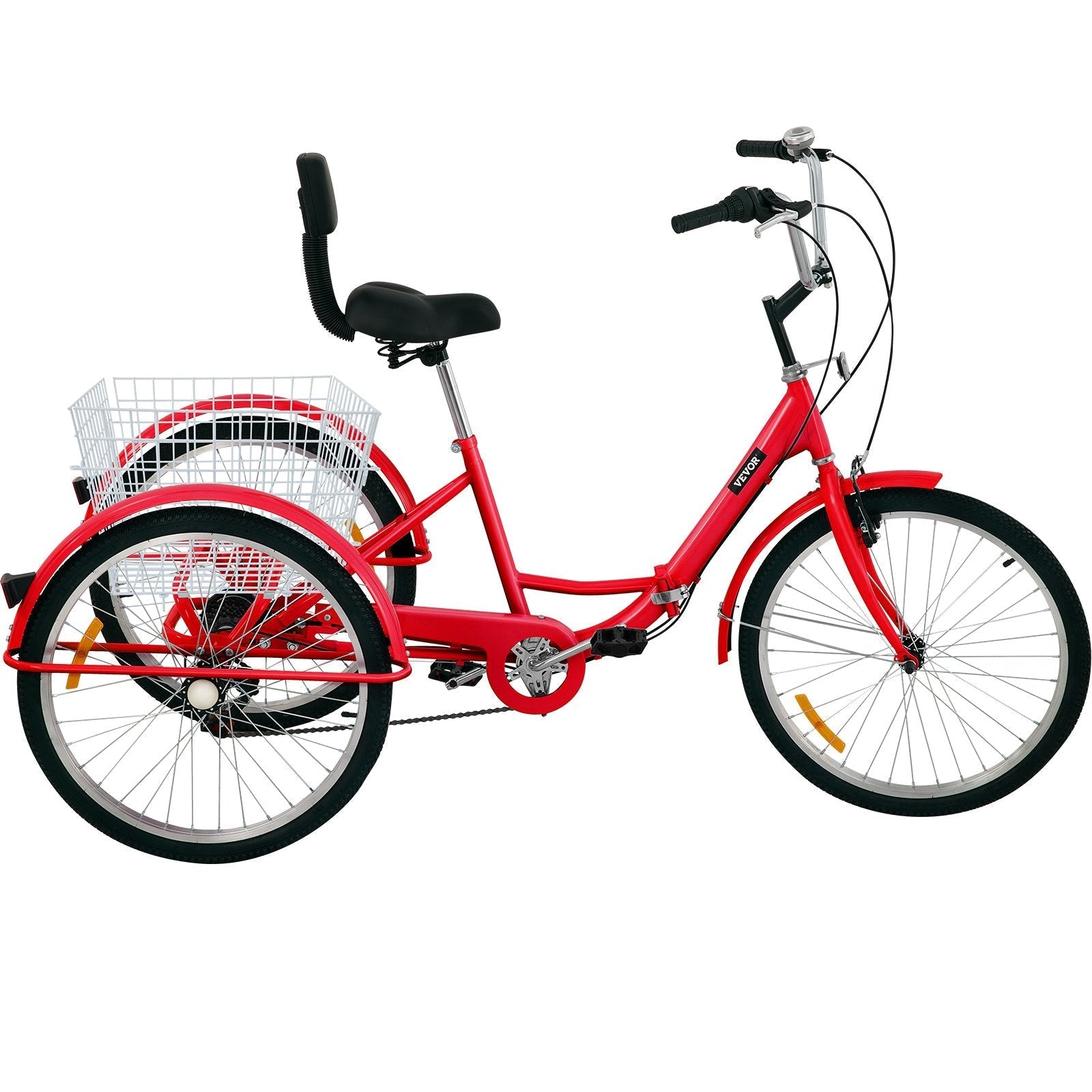VEVOR Tricycle Adult 26’’ Wheels Adult Tricycle 7-Speed 3 Wheel Bikes For Adults Three Wheel Bike For Adults Adult Trike Adult Folding Tricycle Foldable Adult Tricycle 3 Wheel Bike Trike For Adults