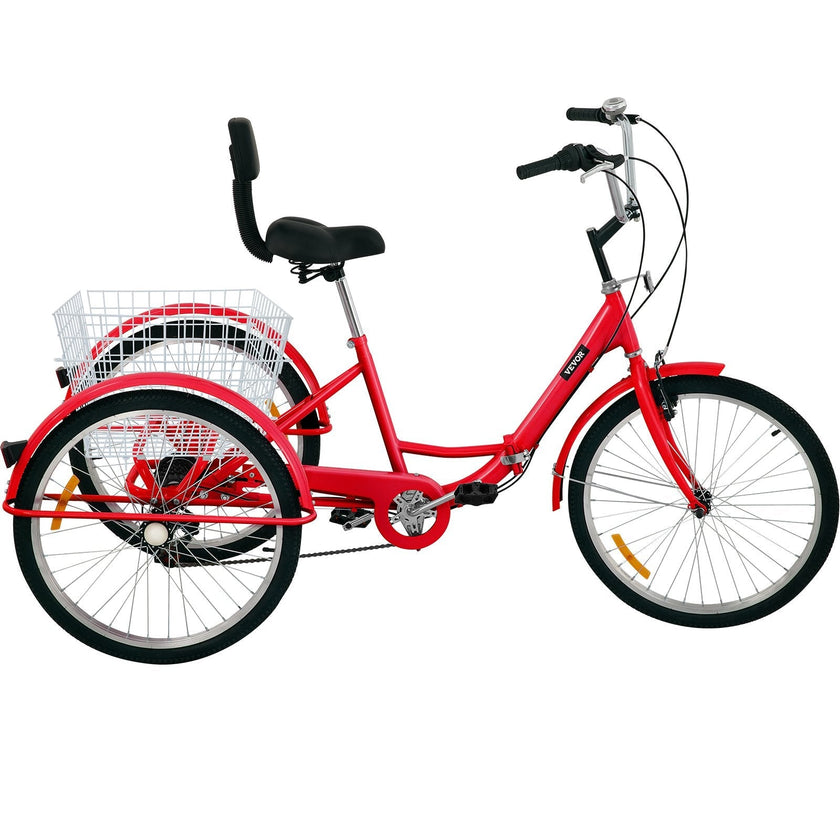 VEVOR Tricycle Adult 26’’ Wheels Adult Tricycle 7-Speed 3 Wheel Bikes For Adults Three Wheel Bike For Adults Adult Trike Adult Folding Tricycle Foldable Adult Tricycle 3 Wheel Bike Trike For Adults