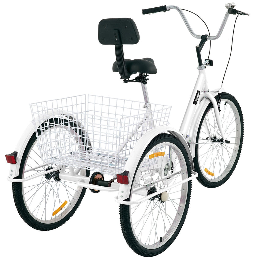 VEVOR Tricycle Adult 26’’ Wheels Adult Tricycle 1-Speed 3 Wheel Bikes For Adults Three Wheel Bike For Adults Adult Trike Adult Folding Tricycle Foldable Adult Tricycle 3 Wheel Bike Trike For Adults