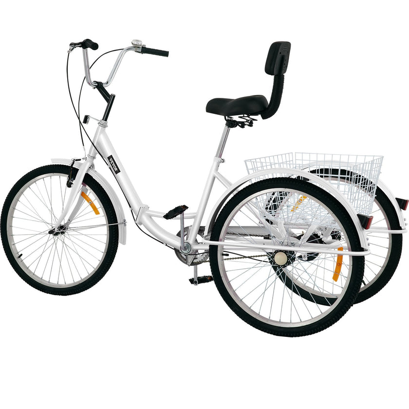 VEVOR Tricycle Adult 26’’ Wheels Adult Tricycle 1-Speed 3 Wheel Bikes For Adults Three Wheel Bike For Adults Adult Trike Adult Folding Tricycle Foldable Adult Tricycle 3 Wheel Bike Trike For Adults