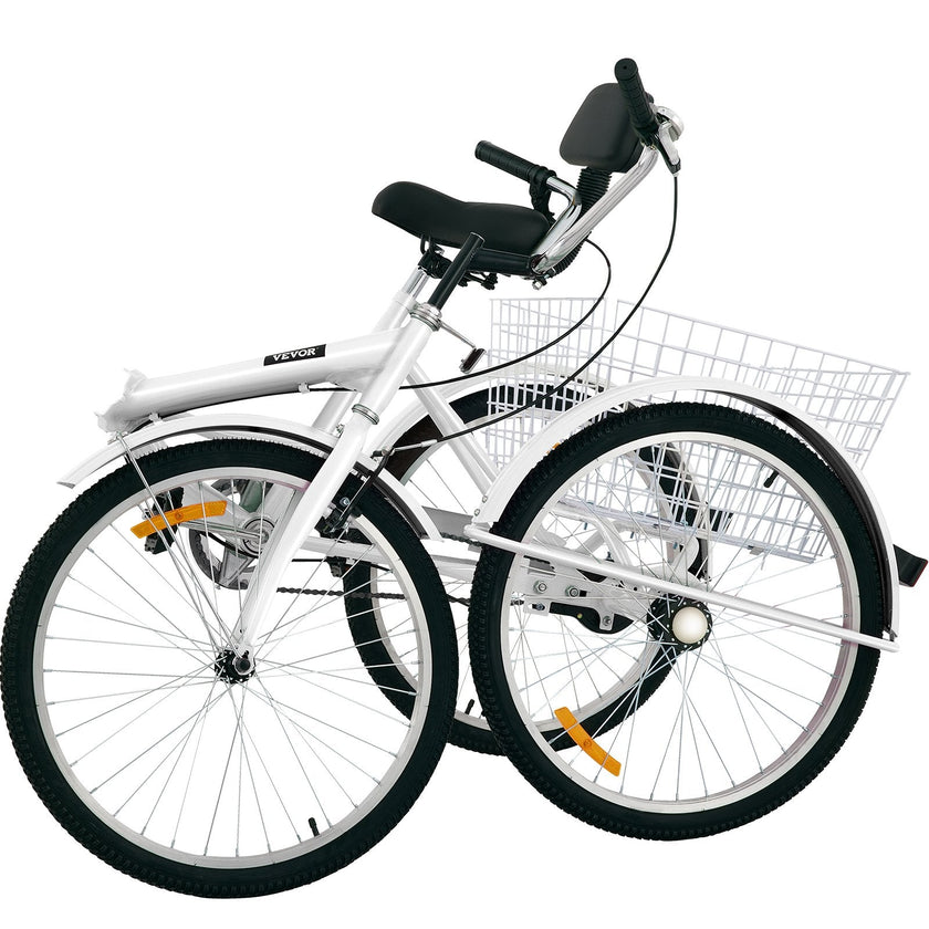 VEVOR Tricycle Adult 26’’ Wheels Adult Tricycle 1-Speed 3 Wheel Bikes For Adults Three Wheel Bike For Adults Adult Trike Adult Folding Tricycle Foldable Adult Tricycle 3 Wheel Bike Trike For Adults