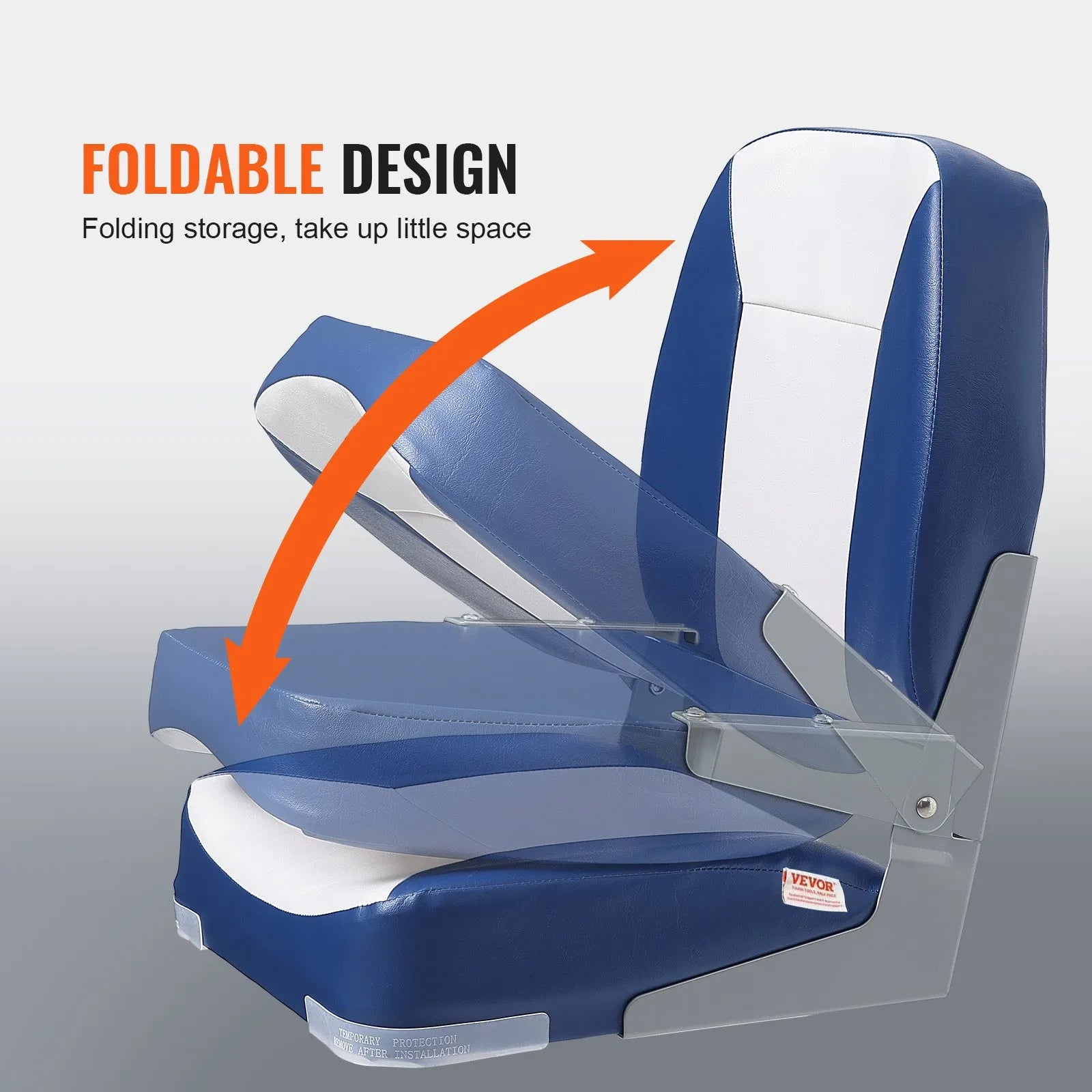 VEVOR Boat Seat Low Back Fold-Down Fishing Boat Seat Chair with Sponge Padding