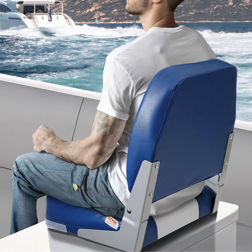 VEVOR Boat Seat Low Back Fold-Down Fishing Boat Seat Chair with Sponge Padding