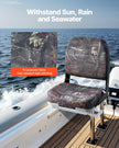 VEVOR Boat Seat Low Backrest Flip Up Boat Seat Sponge Cushion Camouflage 2pcs