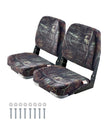 VEVOR Boat Seat Low Backrest Flip Up Boat Seat Sponge Cushion Camouflage 2pcs