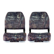 VEVOR Boat Seat Low Backrest Flip Up Boat Seat Sponge Cushion Camouflage 2pcs