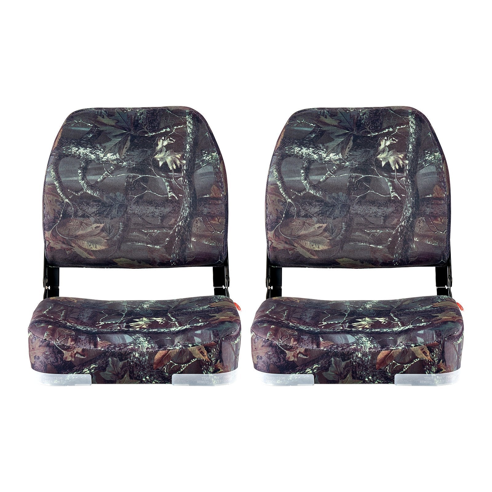 VEVOR Boat Seat Low Backrest Flip Up Boat Seat Sponge Cushion Camouflage 2pcs