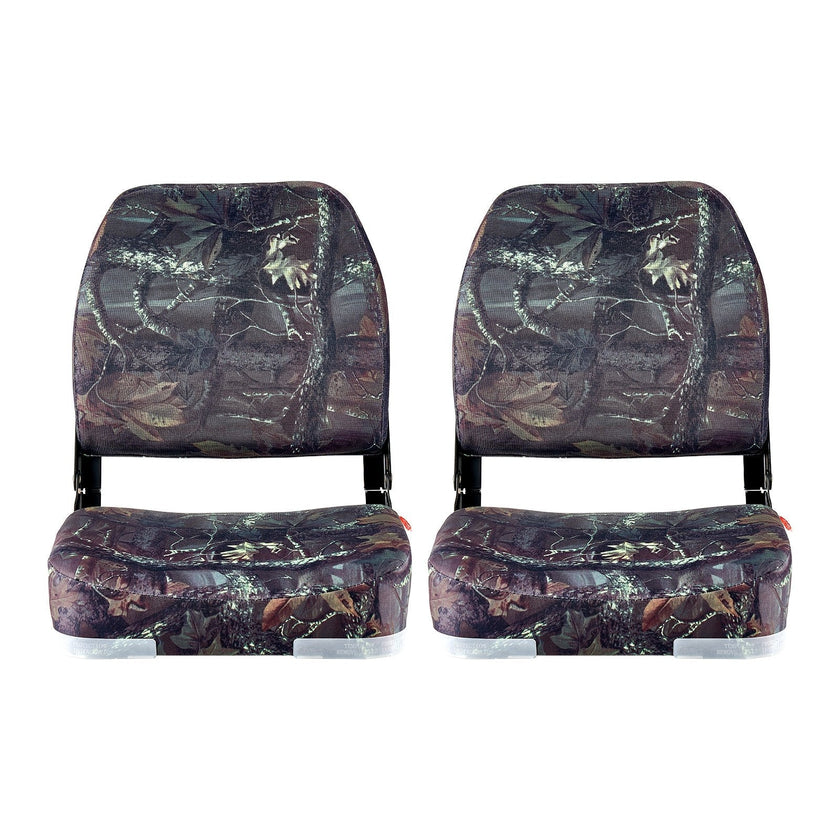 VEVOR Boat Seat Low Backrest Flip Up Boat Seat Sponge Cushion Camouflage 2pcs