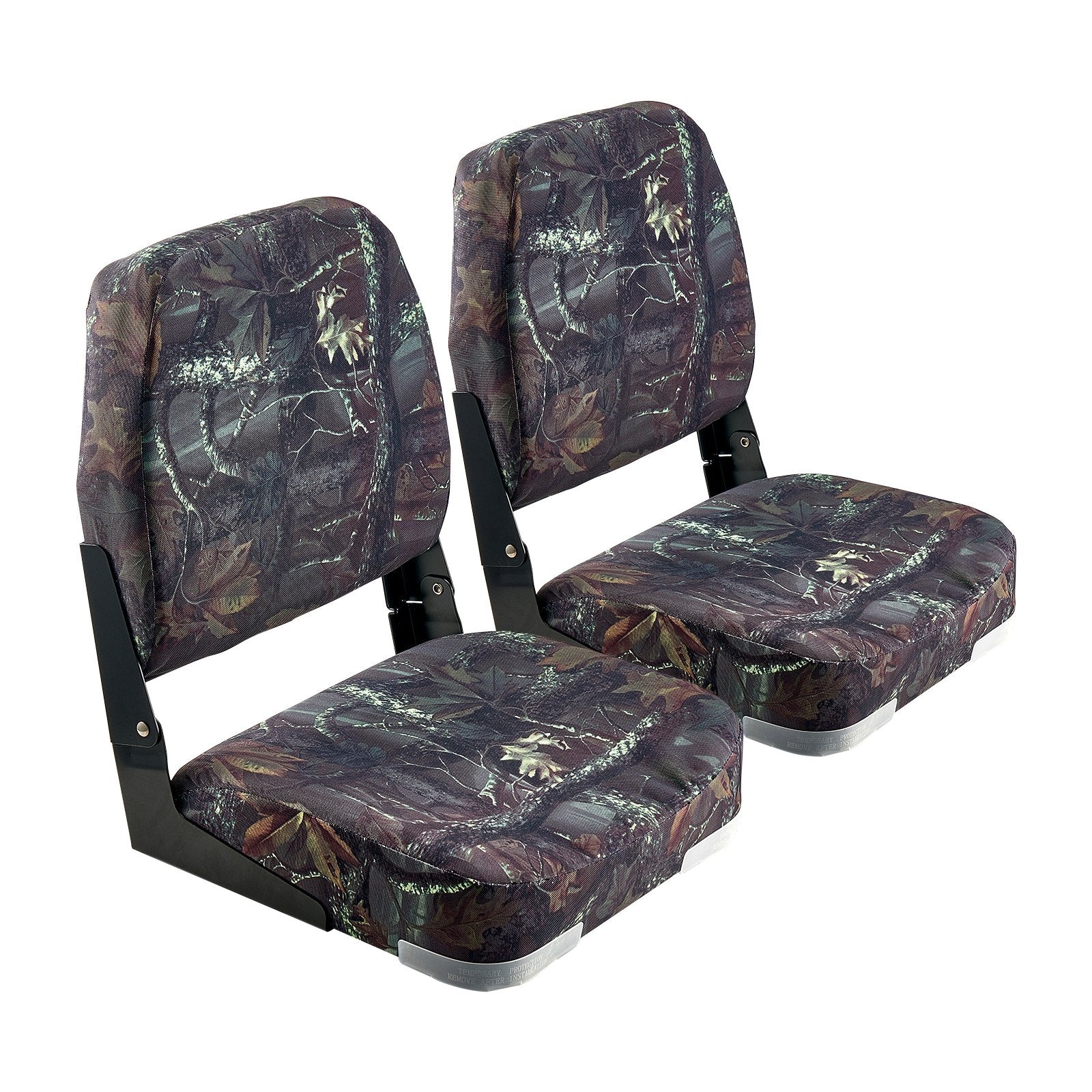 VEVOR Boat Seat Low Backrest Flip Up Boat Seat Sponge Cushion Camouflage 2pcs