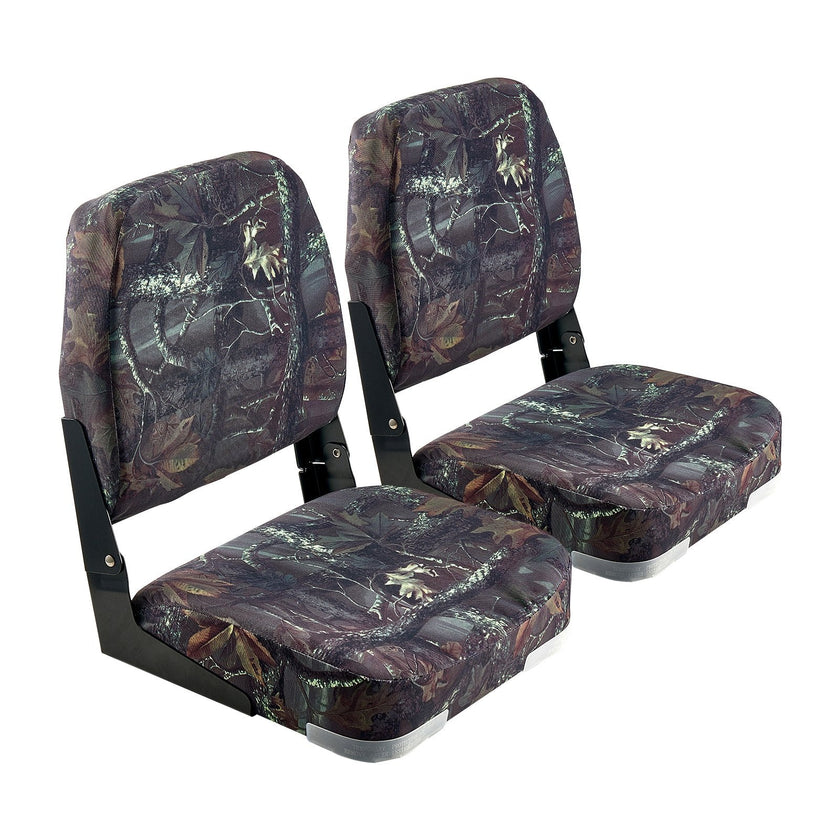 VEVOR Boat Seat Low Backrest Flip Up Boat Seat Sponge Cushion Camouflage 2pcs